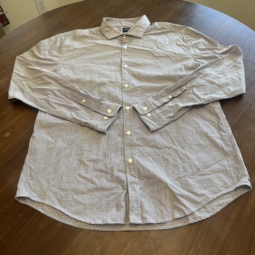 Hugo Boss Shirt Men's 2XL White Black Long Sleeve Dress Shirt Cotton Regular Fit - Picture 2 of 12